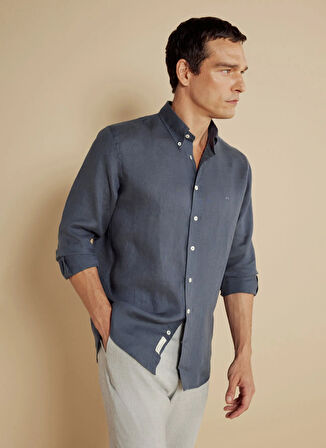Brooks Brothers Regular Fit Düğmeli Yaka Antrasit Erkek Gömlek BBSS25MSH012