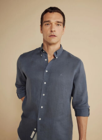 Brooks Brothers Regular Fit Düğmeli Yaka Antrasit Erkek Gömlek BBSS25MSH012
