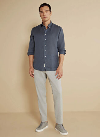 Brooks Brothers Regular Fit Düğmeli Yaka Antrasit Erkek Gömlek BBSS25MSH012