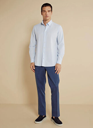 Brooks Brothers Slim Fit Düğmeli Yaka Mavi Erkek Gömlek BBSS25MSH024