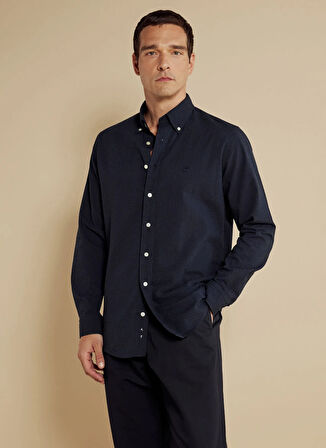 Brooks Brothers Slim Fit Düğmeli Yaka Lacivert Erkek Gömlek BBSS25MSH024