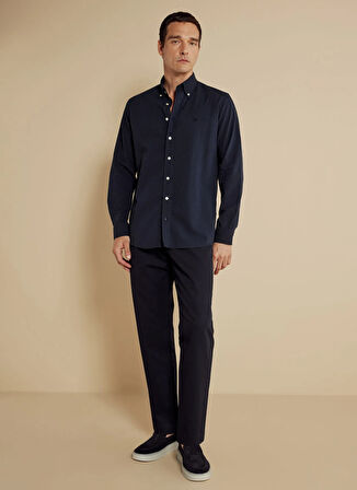 Brooks Brothers Slim Fit Düğmeli Yaka Lacivert Erkek Gömlek BBSS25MSH024