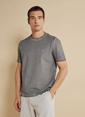 Gri Erkek Bisiklet Yaka Standart T-Shirt BBSS25MTS021