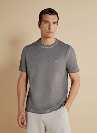 Gri Erkek Bisiklet Yaka Standart T-Shirt BBSS25MTS021