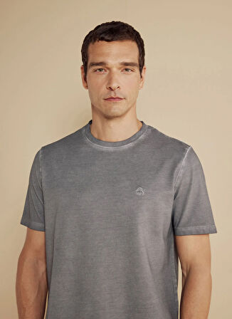 Gri Erkek Bisiklet Yaka Standart T-Shirt BBSS25MTS021