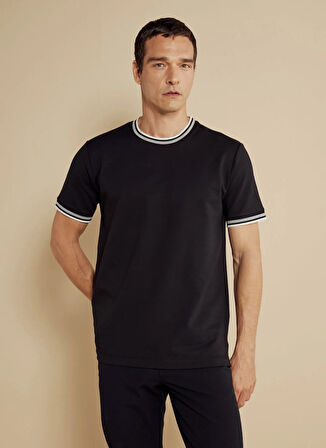 Brooks Brothers Bisiklet Yaka Siyah Erkek T-Shirt BBSS25MTS024
