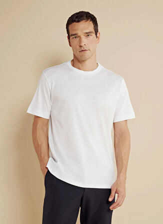 Brooks Brothers Bisiklet Yaka Beyaz Erkek T-Shirt BBSS25MTS025