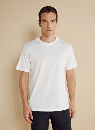 Brooks Brothers Bisiklet Yaka Beyaz Erkek T-Shirt BBSS25MTS025