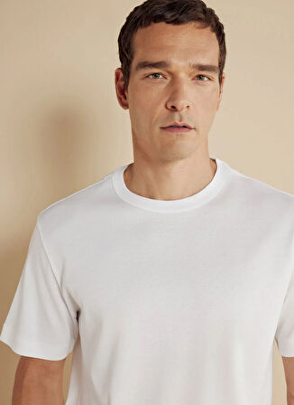 Brooks Brothers Bisiklet Yaka Beyaz Erkek T-Shirt BBSS25MTS025