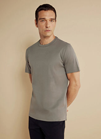 Brooks Brothers Bisiklet Yaka Gri Erkek T-Shirt BBSS25MTS025
