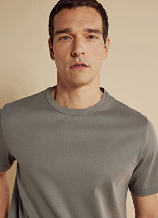 Brooks Brothers Bisiklet Yaka Gri Erkek T-Shirt BBSS25MTS025