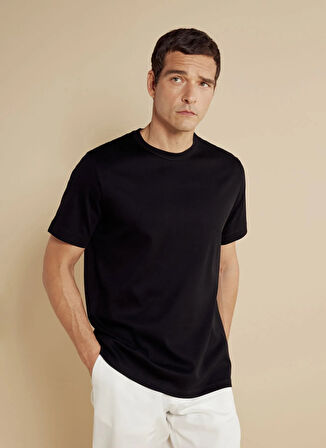 Brooks Brothers Bisiklet Yaka Siyah Erkek T-Shirt BBSS25MTS025