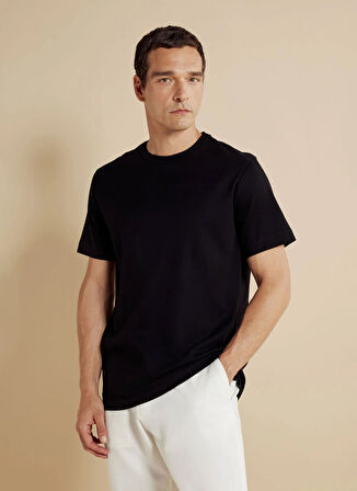 Brooks Brothers Bisiklet Yaka Siyah Erkek T-Shirt BBSS25MTS025