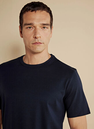 Brooks Brothers Bisiklet Yaka Lacivert Erkek T-Shirt BBSS25MTS025