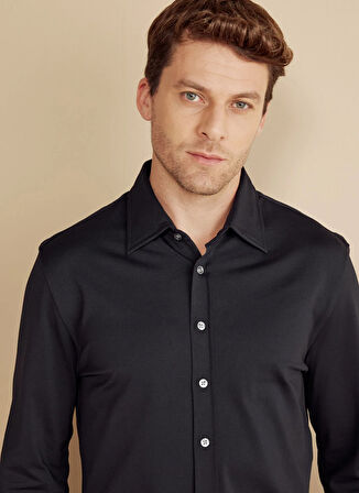 Brooks Brothers Slim Fit Klasik Yaka Siyah Erkek Gömlek BBFW25MSH001