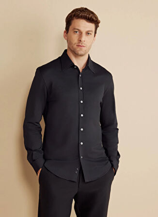 Brooks Brothers Slim Fit Klasik Yaka Siyah Erkek Gömlek BBFW25MSH001