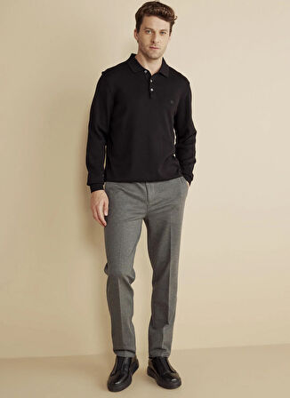 Brooks Brothers Polo Yaka Standart Siyah Erkek Kazak BBFW25MKL003