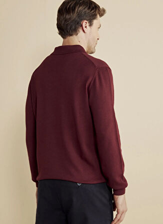 Brooks Brothers Polo Yaka Standart Bordo Erkek Kazak BBFW25MKL003