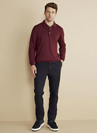 Brooks Brothers Polo Yaka Standart Bordo Erkek Kazak BBFW25MKL003