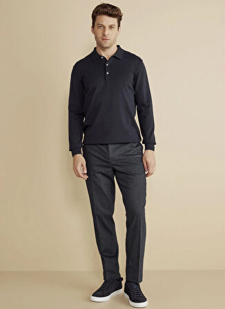 Brooks Brothers Polo Yaka Standart Lacivert Erkek Kazak BBFW25MKL003