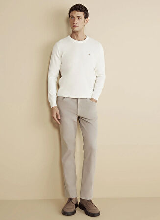 Brooks Brothers Bisiklet Yaka Standart Ekru Erkek Kazak BBFW25MKL001