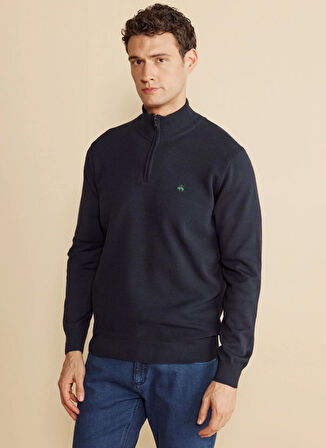 Brooks Brothers Bato Yaka Standart Lacivert Erkek Kazak BBFW25MKL002