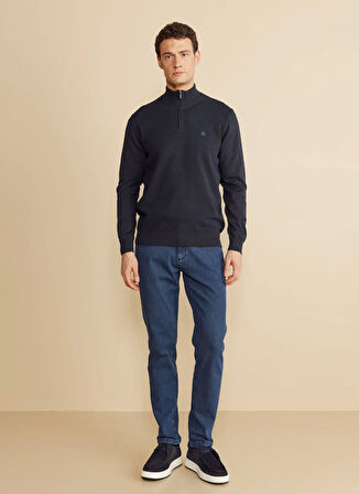 Brooks Brothers Bato Yaka Standart Lacivert Erkek Kazak BBFW25MKL002