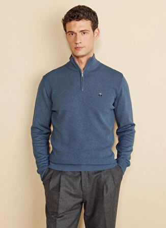 Brooks Brothers Bato Yaka Standart Mavi Melanj Erkek Kazak BBFW25MKL002