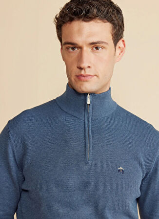 Brooks Brothers Bato Yaka Standart Mavi Melanj Erkek Kazak BBFW25MKL002