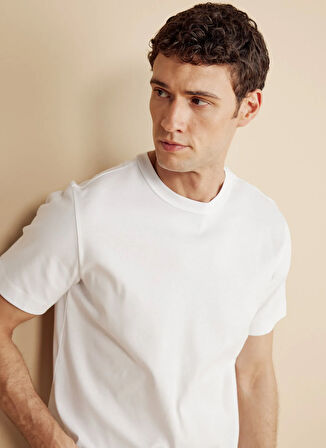 Brooks Brothers Bisiklet Yaka Beyaz Erkek T-Shirt BBFW25MTS005