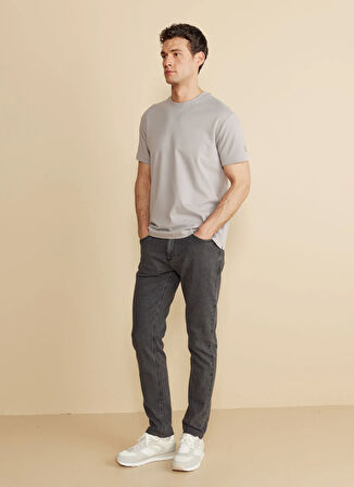 Brooks Brothers Bisiklet Yaka Gri Erkek T-Shirt BBFW25MTS004