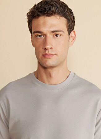 Brooks Brothers Bisiklet Yaka Gri Erkek T-Shirt BBFW25MTS004