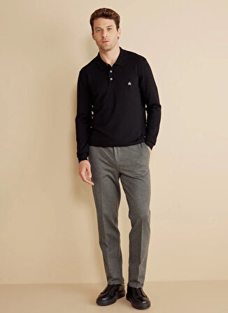 Brooks Brothers Polo Yaka Standart Siyah Erkek Kazak BBFW25MKL009