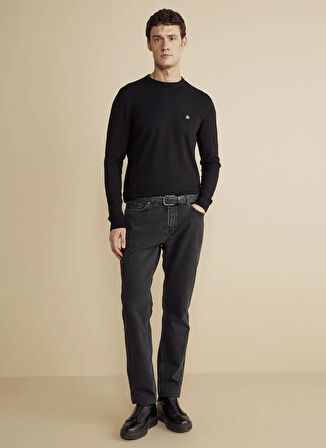 Brooks Brothers Bisiklet Yaka Standart Siyah Erkek Kazak BBFW25MKL010