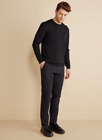 Brooks Brothers Bisiklet Yaka Standart Siyah Erkek Kazak BBFW25MKL014