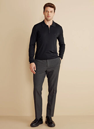 Brooks Brothers Polo Yaka Standart Siyah Erkek Kazak BBFW25MKL023