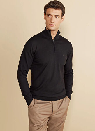 Brooks Brothers Bato Yaka Standart Siyah Erkek Kazak BBFW25MKL028