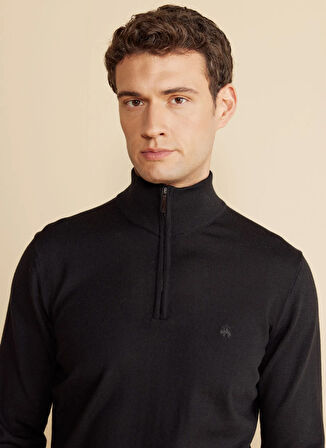 Brooks Brothers Bato Yaka Standart Siyah Erkek Kazak BBFW25MKL028