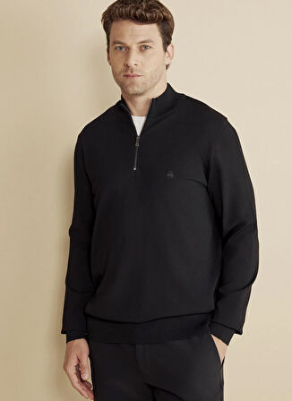 Brooks Brothers Bato Yaka Standart Siyah Erkek Kazak BBFW25MKL037