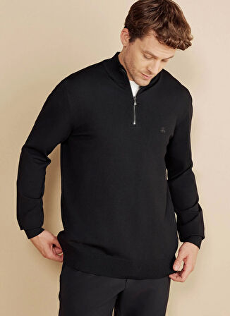 Brooks Brothers Bato Yaka Standart Siyah Erkek Kazak BBFW25MKL037