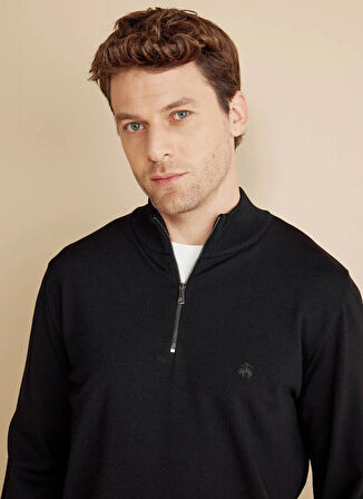 Brooks Brothers Bato Yaka Standart Siyah Erkek Kazak BBFW25MKL037