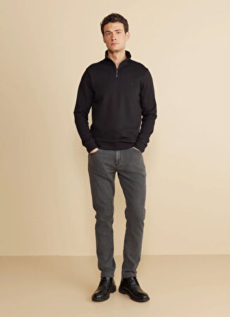 Brooks Brothers Bato Yaka Siyah Erkek Sweatshırt BBFW25MSW002