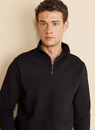 Brooks Brothers Bato Yaka Siyah Erkek Sweatshırt BBFW25MSW002