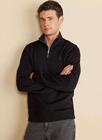 Brooks Brothers Bato Yaka Siyah Erkek Sweatshırt BBFW25MSW005