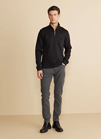 Brooks Brothers Bato Yaka Siyah Erkek Sweatshırt BBFW25MSW005