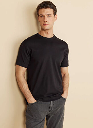 Brooks Brothers Bisiklet Yaka Siyah Erkek T-Shirt BBFW25MTS004