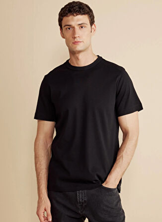 Brooks Brothers Bisiklet Yaka Siyah Erkek T-Shirt BBFW25MTS005