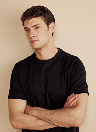 Brooks Brothers Bisiklet Yaka Siyah Erkek T-Shirt BBFW25MTS005