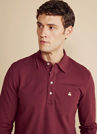 Brooks Brothers Polo Yaka Bordo Erkek T-Shirt BBFW25MTS006