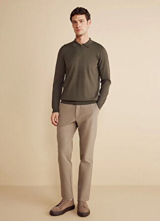 Brooks Brothers Polo Yaka Standart Haki Erkek Kazak BBFW25MKL007